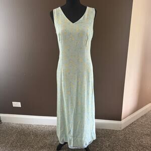 Vtg Gap Dress Womens 6 Light Green Floral Maxi Cottagecore Wedding Guest